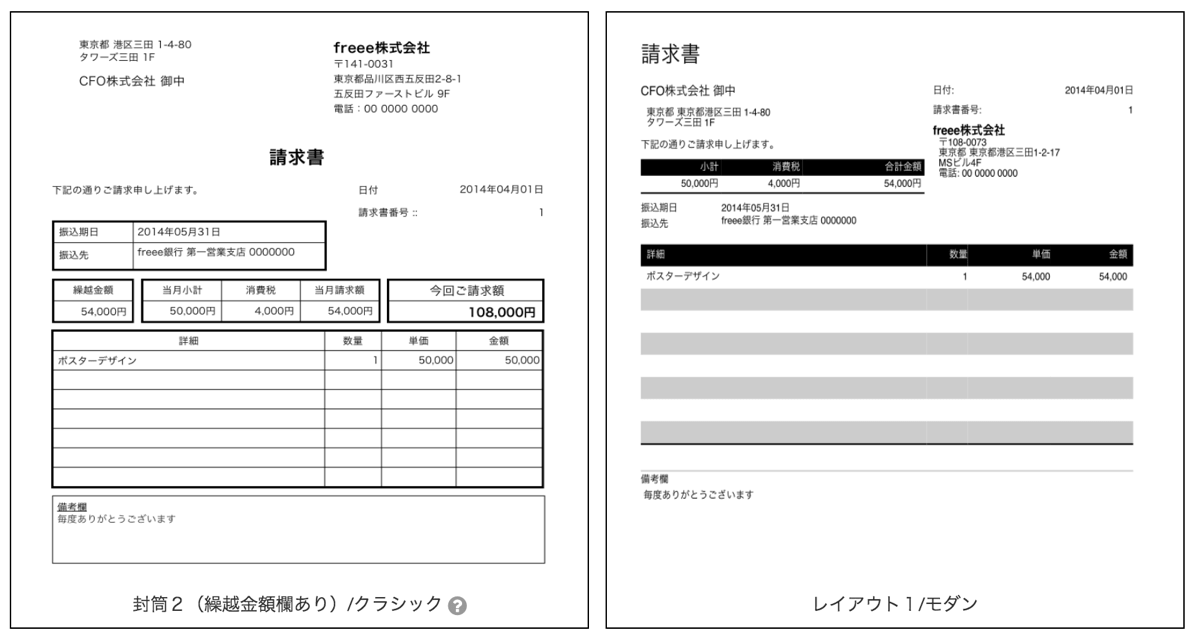 Freee taxreturn 6請求書テンプレート