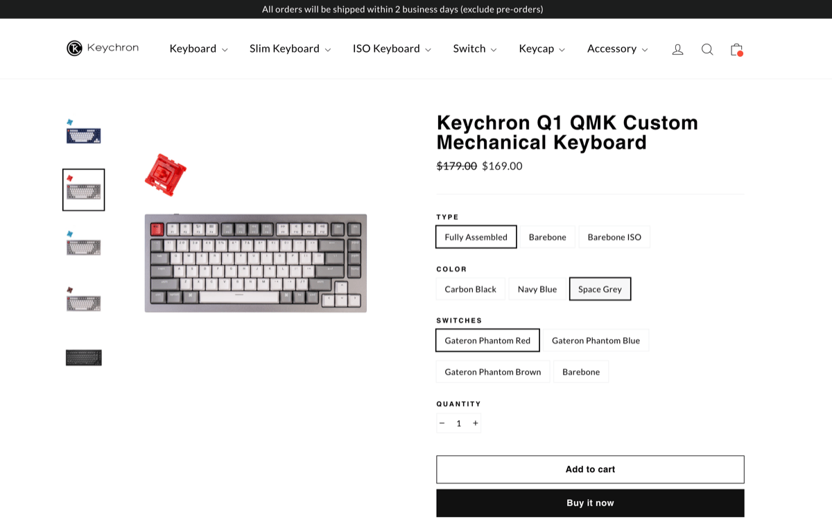 Keychron q1 purchase 3商品ページ